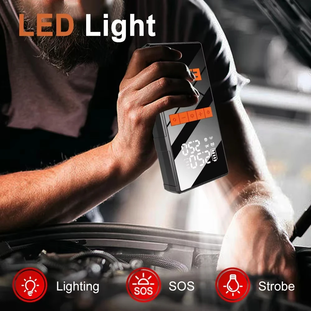 12V Car Jump Starter 4 In 1 Car Wireless Tire Inflator Pump Air Compressor Power Bank Potable Battery Starting Fast Charging - Imagen 5